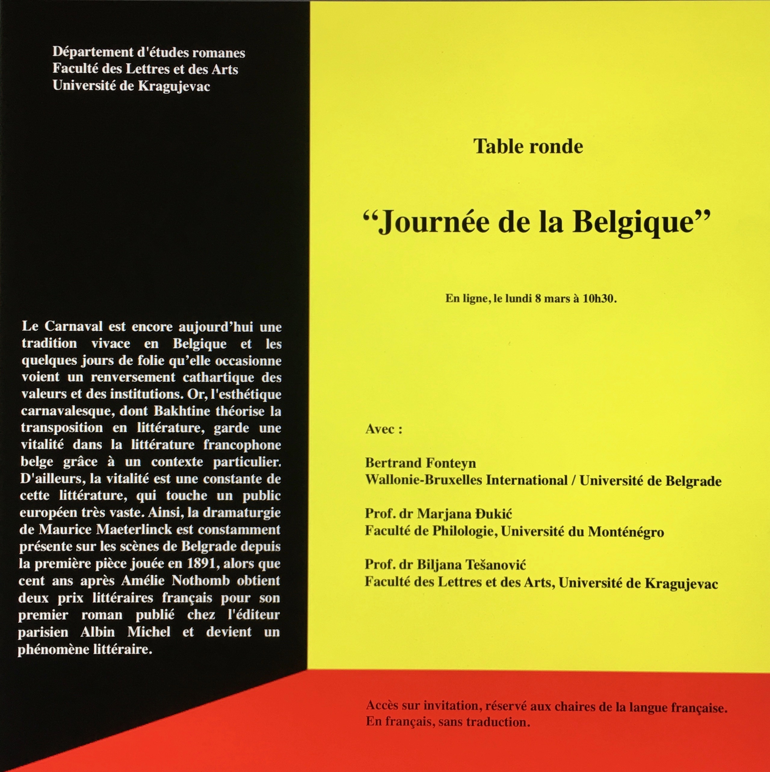 FLAYER Journée de la Belgique Kragujevac